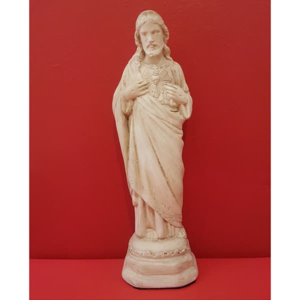 Imagen del Sagrado Corazón de Jesús en yeso monocromático, 23 a 28 cm