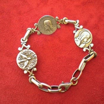 Pulsera tres medallas con forma en Plata Mater con cadena, 18 mm