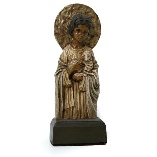 Imagen del Buen Pastor Niño con oveja n.º 2, 20 cm