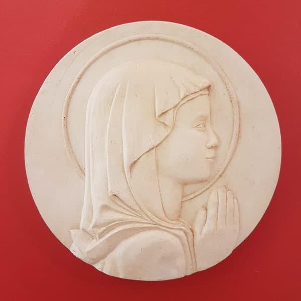 Medallón de piedra Virgen Niña para colgar, 12 cm