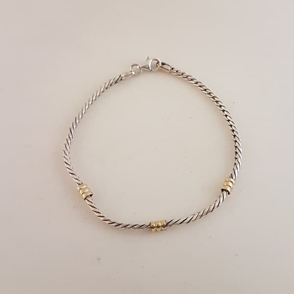 Pulsera plata 900 con aplicaciones de oro