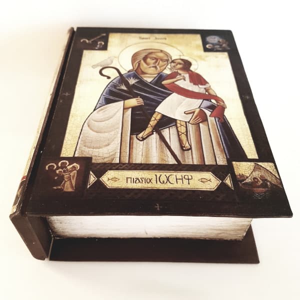Caja antigua de mesa San José ícono