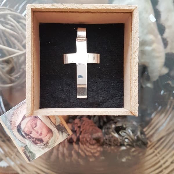 Cruz lisa bombe (plata 900)