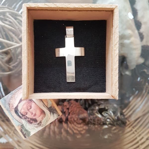 Cruz lisa bombe (plata 900)