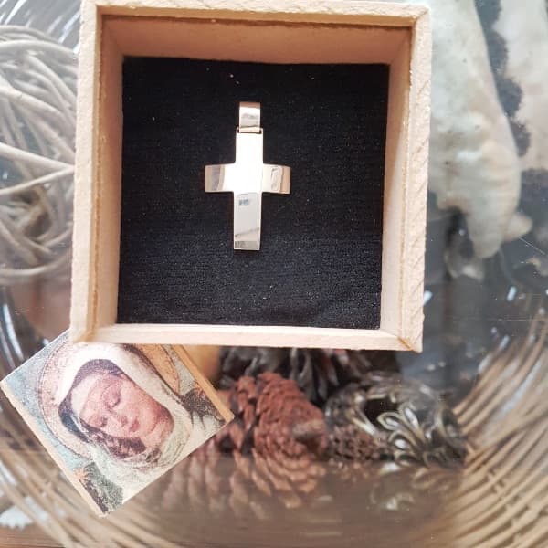 Cruz lisa bombe (plata 900)