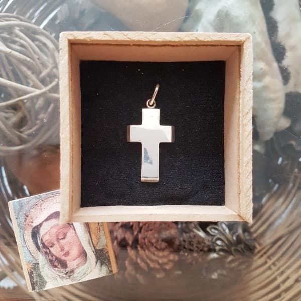 Cruz lisa bombe (plata 900)