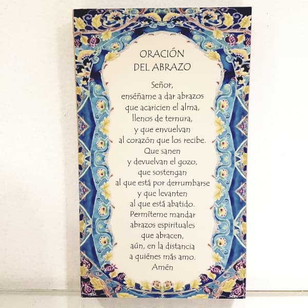 Tabla decoupage lisa grande con oración, 11,5 x 19,5 cm