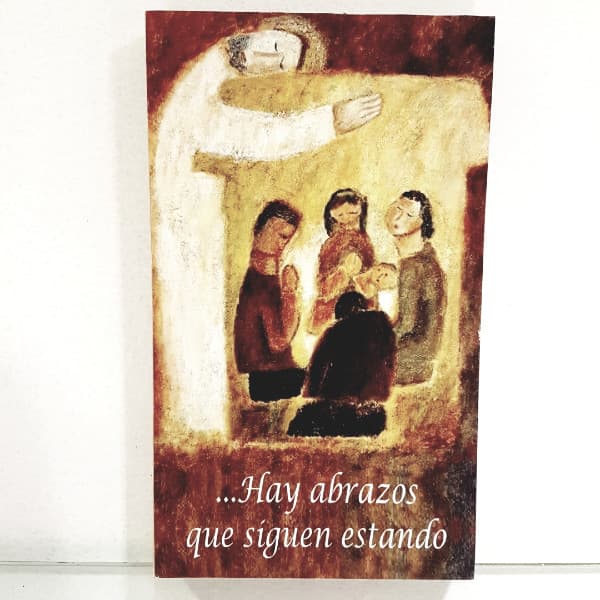Tabla decoupage lisa grande Dios te abraza, 11,5 x 19,5 cm