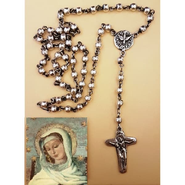 Rosario de mano Espíritu Santo en Plata Mater, cuentas de 6 mm