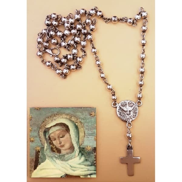 Rosario de cuello Espíritu Santo en Plata Mater, cuentas de 5 mm