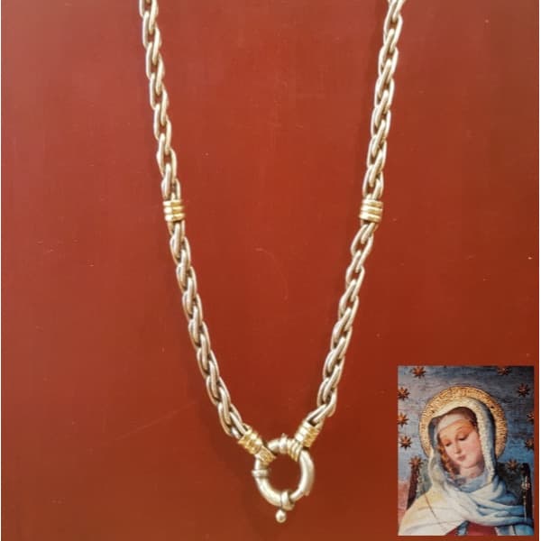 Collar tourbillon con timón en plata y oro, número 3, 50 cm