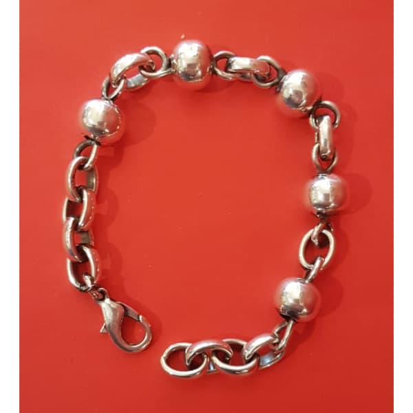 Pulsera de bolitas en Plata Mater, 5 bolitas de 10 mm y eslabones